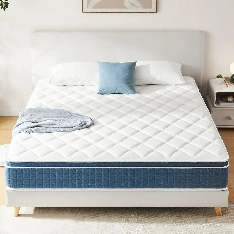 12 Inch Hybrid Mattress with Gel Memory Foam,Motion Isolation Individually Wrapped Pocket Coils Mattress,Pressure Relief