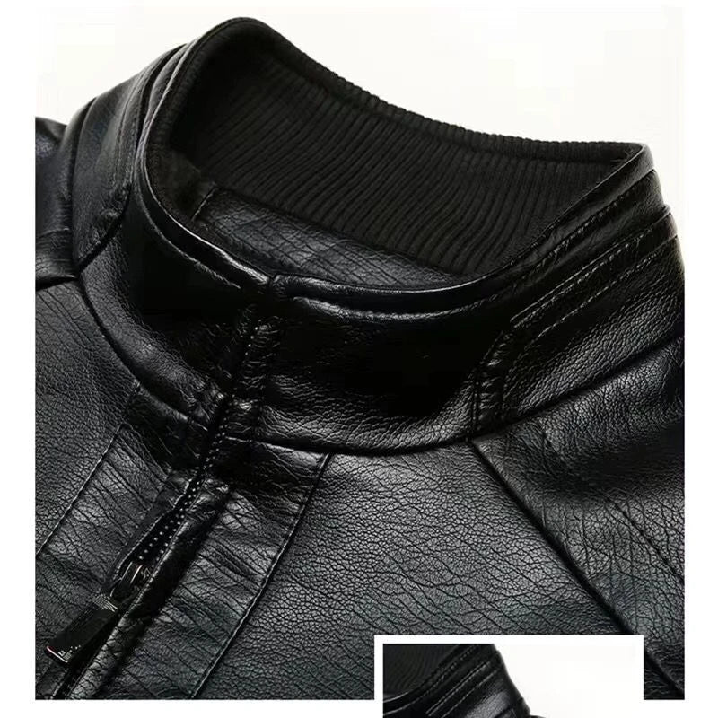 WINSTAND Men Coat Men Casual Biker Zipper Jackets Male New Men's Leather Jacket Brand Slim Fit Motorcycle Leather Jackets Men