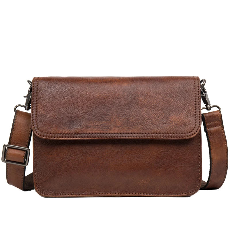 Original hand-rubbed leisure messenger bag vegetable tanned leather handbag leather retro men's Baotou leather shoulder bag