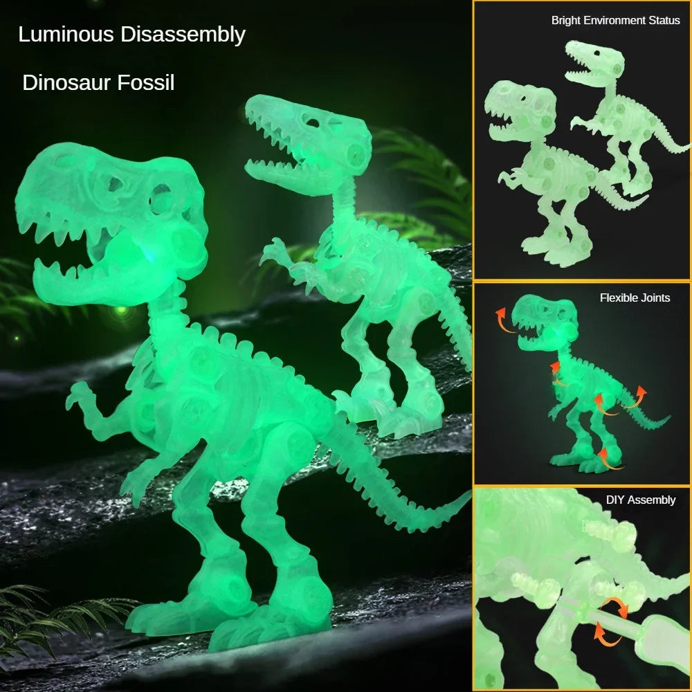 Simulation Luminous Dinosaur Fossil Skeleton Model Children's DIY Handmade Dinosaur Skeleton Assembly Set Kids Educational Toys