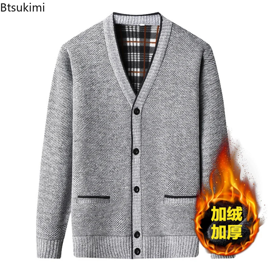 New 2022 Autumn Winter Men's Knitted Cardigan Thick V Neck Knitted Sweater Coats Causal Warm Jackets Men Fashion Mens Clothing