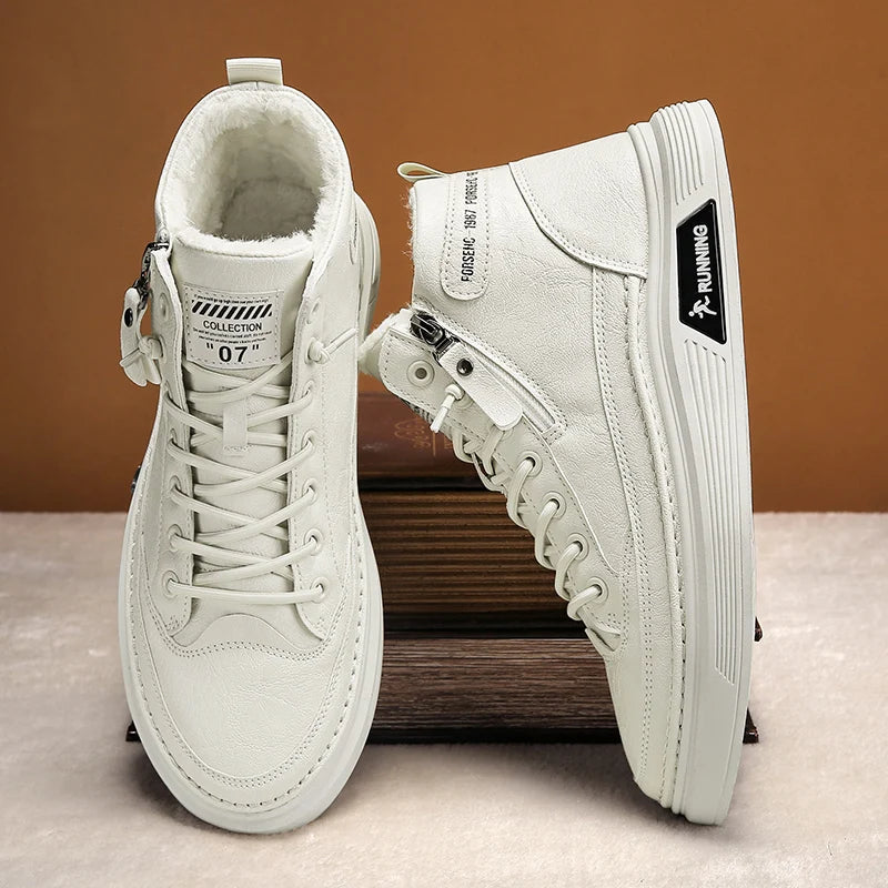 MZ905 Fleece High Top Board Shoes Small White Shoes Casual Shoes Warm Student Shoes Sports Trendy Shoes