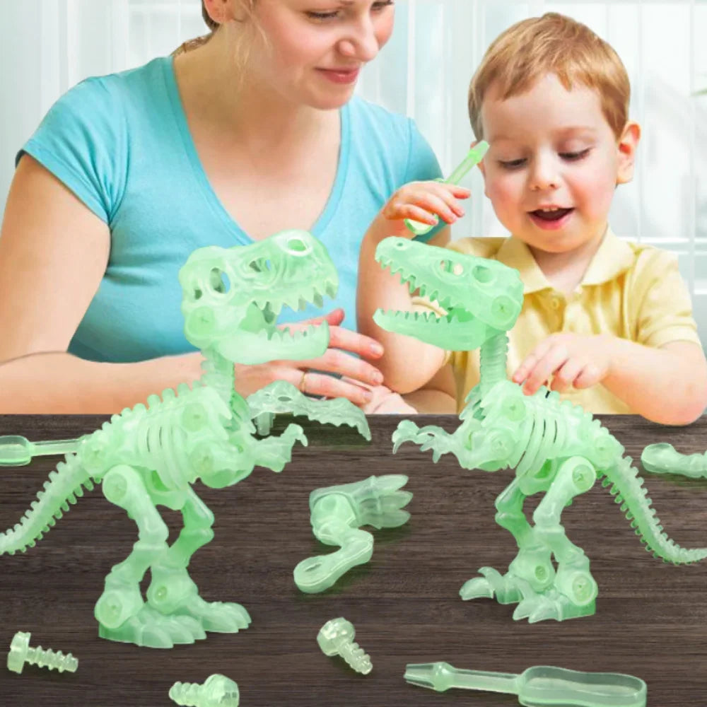 Simulation Luminous Dinosaur Fossil Skeleton Model Children's DIY Handmade Dinosaur Skeleton Assembly Set Kids Educational Toys