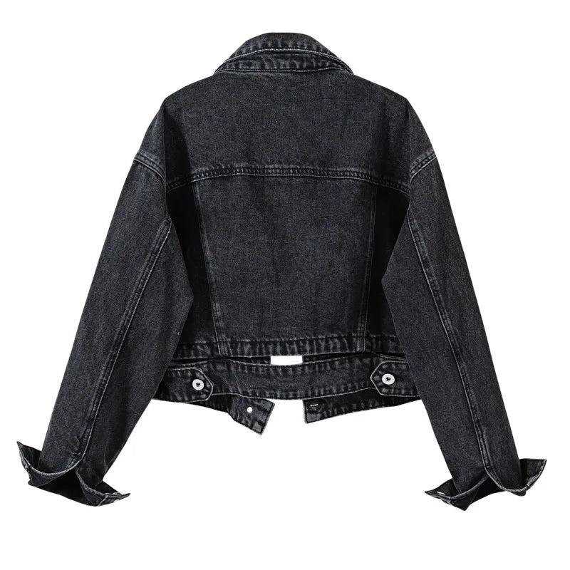 Spring Autumn Women Denim Jacket Casual Long Sleeve Coat Button Up Jackets Streetwear Outerwear Jeans Jackets