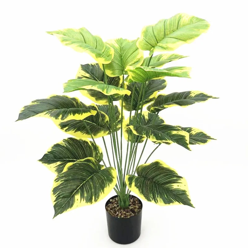 75cm Artificial Green Plant Over Glue White Yellow Edge Pig Heart Leaf Fake Tree Home Hotel Office Interior Decoration Bonsai