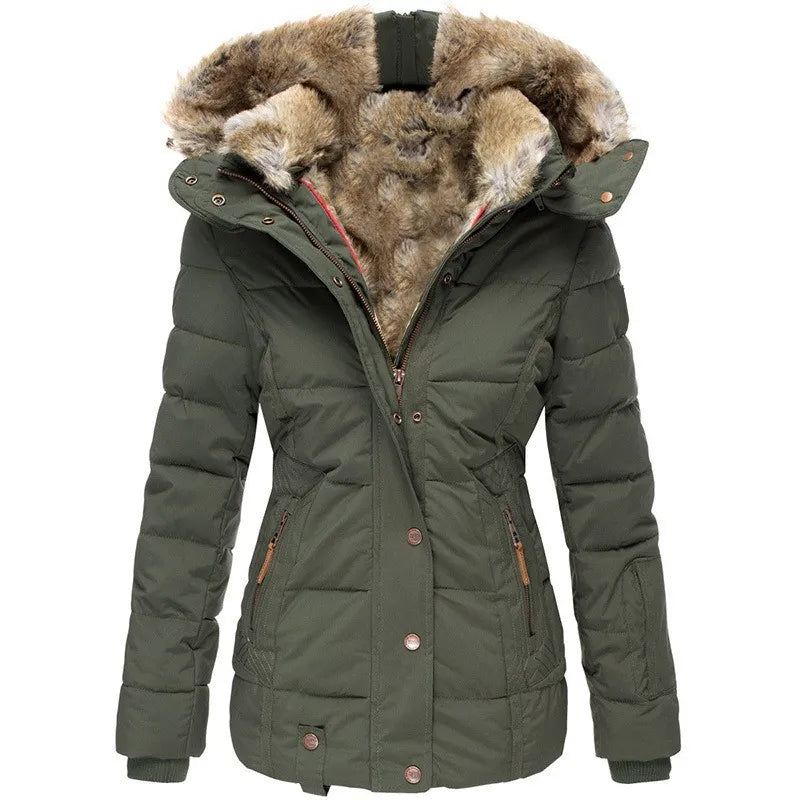 Winter Hooded Jacket Women Warm Thickening Fur Coats Overcoat Winter Womens Parka Casual Outwear Military Hooded Coat