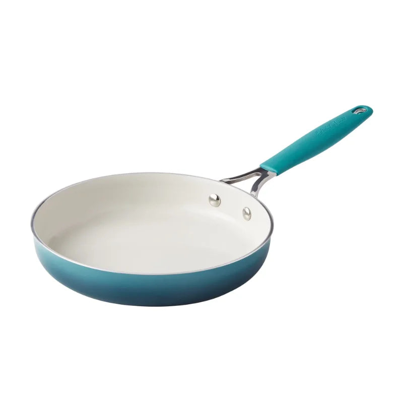 The Pioneer Woman 12-Pieces Porcelain Enamel Classic Ceramic Cookware Set, Ombre Teal camp kitchen