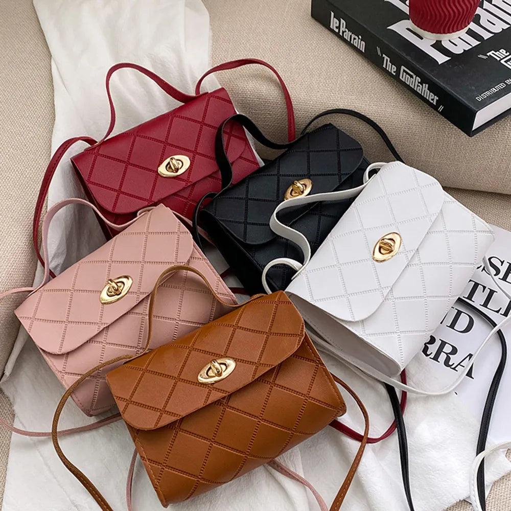 Fashion Small Messenger Bag For Women New Trend Rhombus Stripe Shoulder Crossbody Bags PU Casual Ladies Mini Handbags Phone Bag