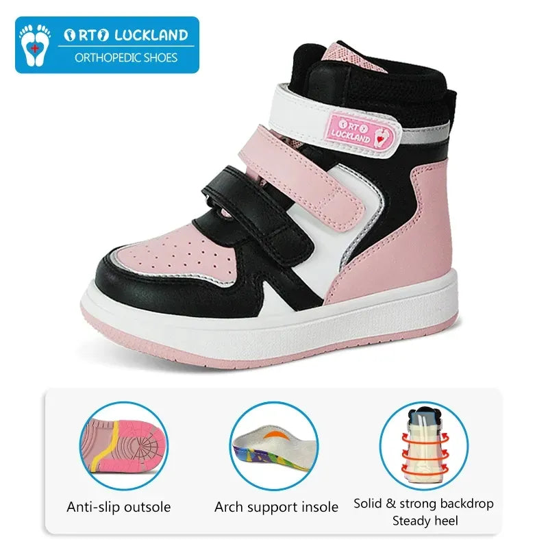 Toddlers Girl Sneakers Medical Orthopedic Shoes For Kids Leather Ankle Support Children Flatfeet Orthotics Footwear Size22-36