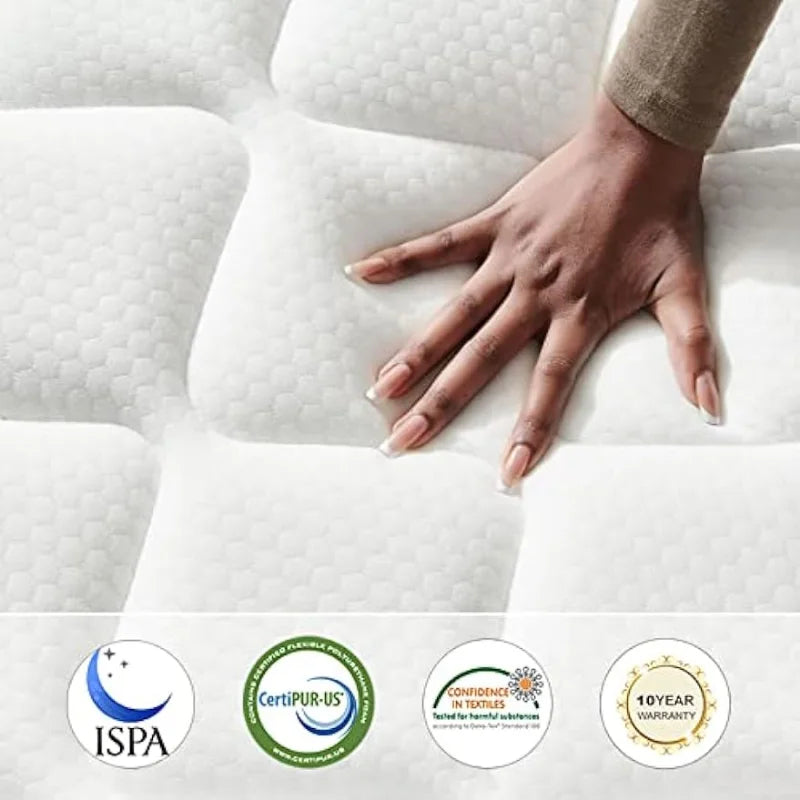 Queen Mattress,Jingxun 12 Inch Hybrid Mattress with Gel Memory Foam,Motion Isolation Individually Wrapped Pocket Coils Mattress