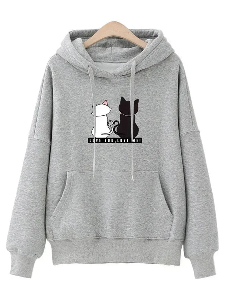 Streetwear Hoodies Women Sweatshirt Autumn Long Sleeve Hoodies Harajuku Hoodie Cute Cat Print Sweatshirt Women sudadera mujer