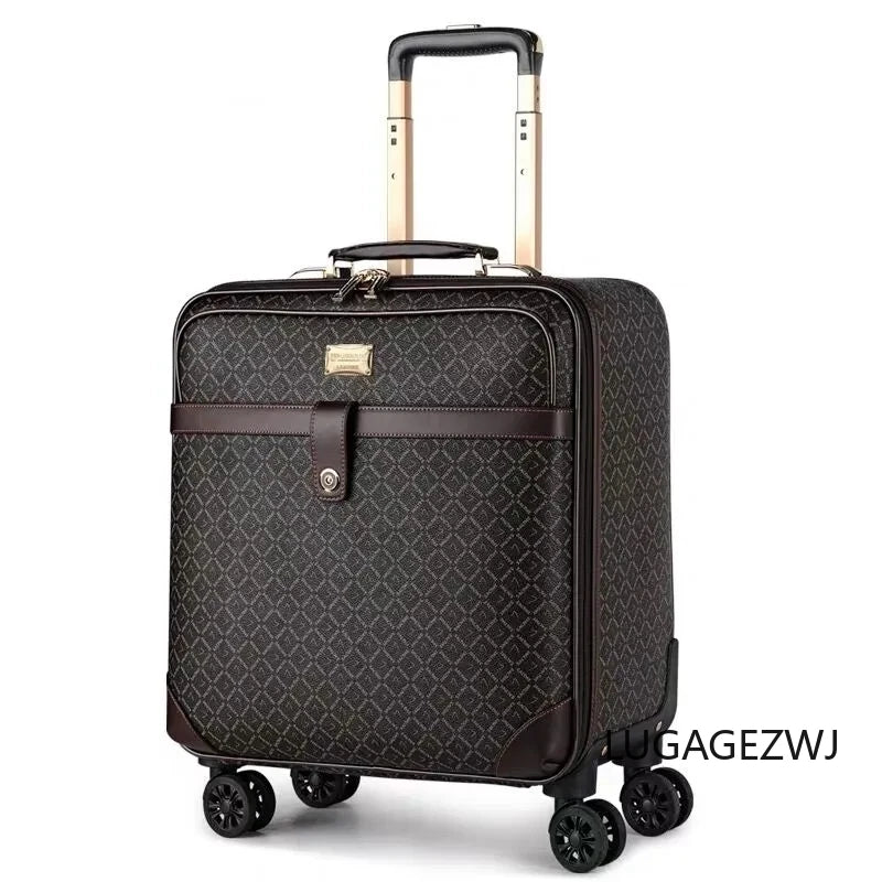 Men Business Leather Trolley Case With Computer Bag Women's Retro Travel Luggage Set High-quality Cabin Large Capacity Suitcase