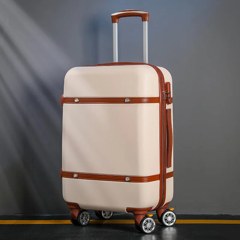 Travel Belt Korean Retro Women Rolling Luggage Sets Spinner ABS Students Travel Bags 20 inch Cabin password Suitcase on Wheels