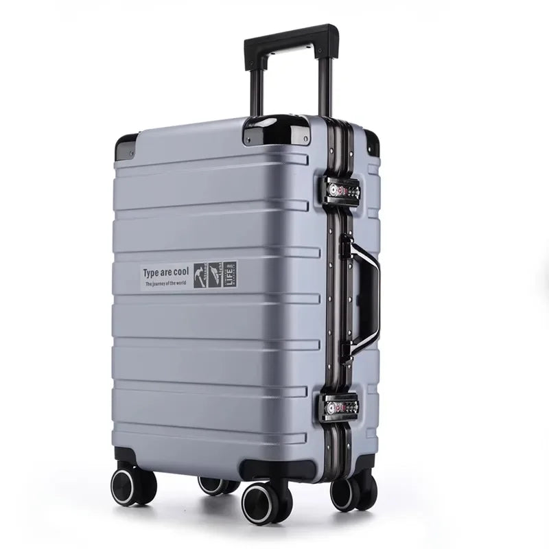 2023 Aluminum Frame Rolling Luggage Neutral Both Men Women Travel Suitcase Universal Wheel Password Boarding Suitcase