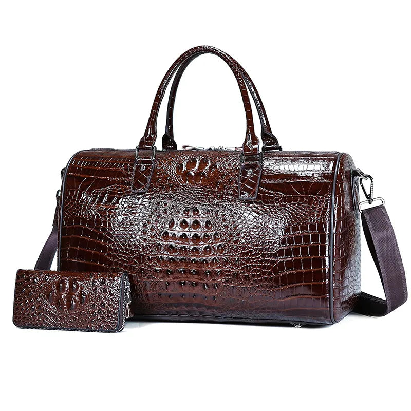 Genuine Leather alligator pattern travel bag male suitcase large luggage bag first layer cowhide business portable trip bag tide