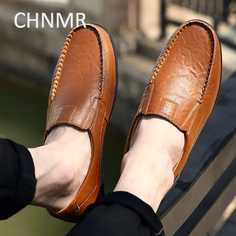 CHNMR-S Business Leisure Shoes For Men Big Size Slip-on Loafers Comfortable Fashion genuine leather