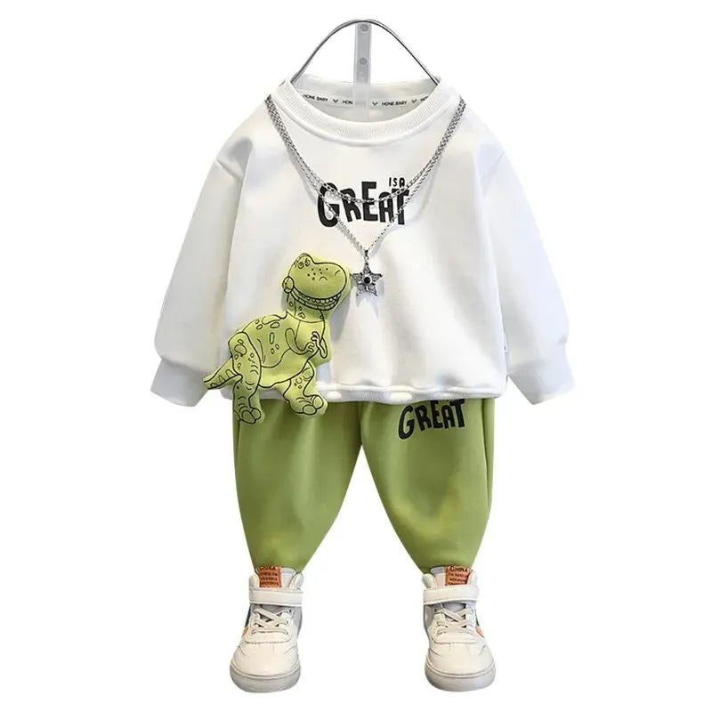 Boys Clothing Set 2023 New Children's Baby Top and Pants Two Piece Boys Long Sleeve Sweater Set Kids Clothes Suit