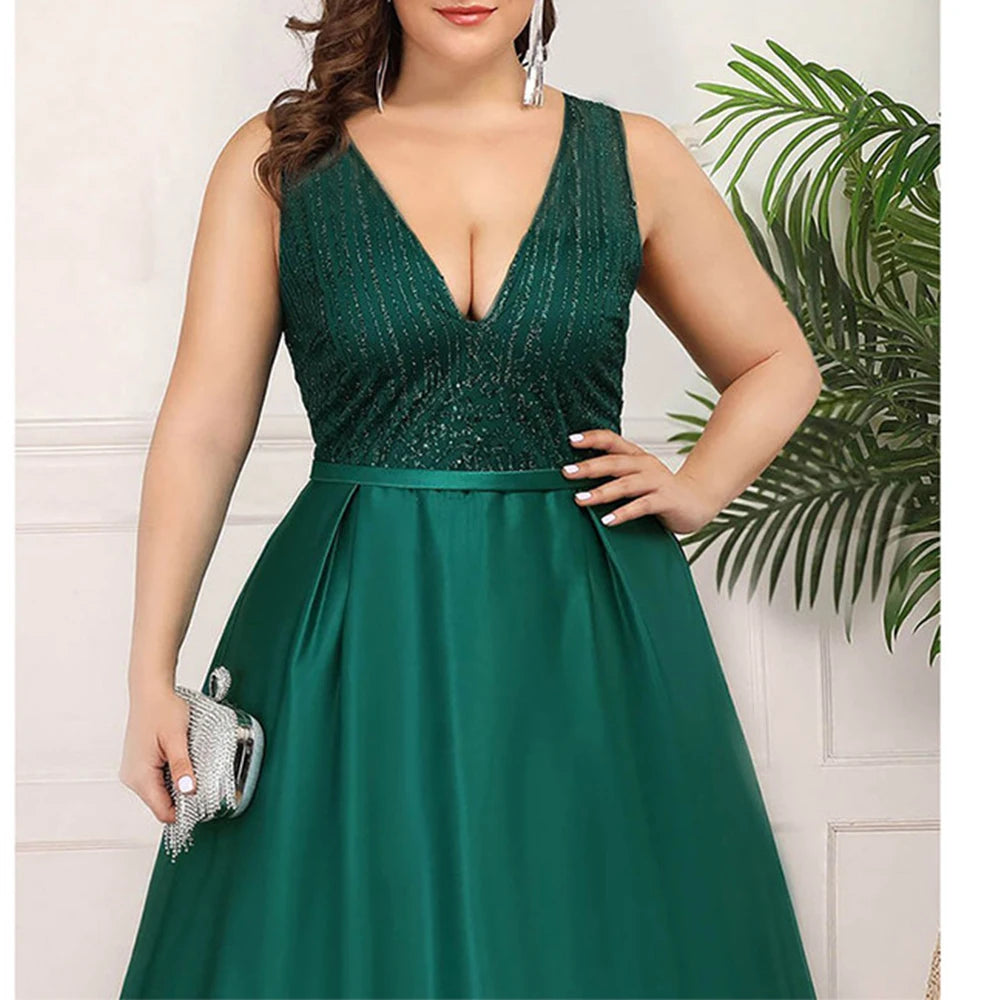 Elegant Banquet Wedding Bridesmaid Evening Party Dresses for Women V Neck Sequin Luxury Celebrities Long Formal Prom Gowns Vesti