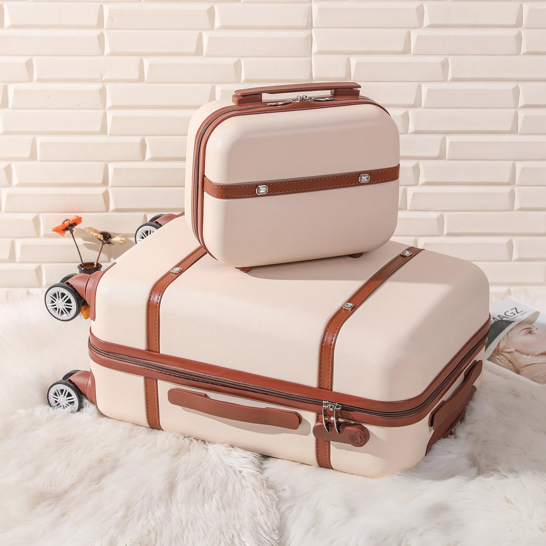 Travel Belt Korean Retro Women Rolling Luggage Sets Spinner ABS Students Travel Bags 20 inch Cabin password Suitcase on Wheels