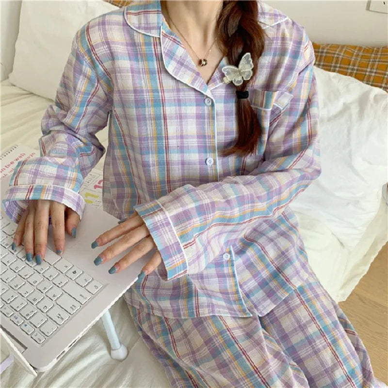 Spring And Autumn 2 Piece Women's Pajamas Homewear Female Students Homewear Pajama Sets Girls Pajamas Underwear Sets