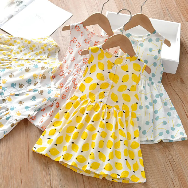 Girls Skirt Summer 100% Cotton 1-7 Years Old Baby Sundress Summer Princess Skirt Children'S Floral Little Child Dress Thin