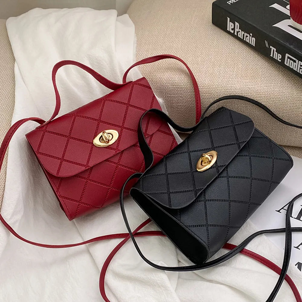 Fashion Small Messenger Bag For Women New Trend Rhombus Stripe Shoulder Crossbody Bags PU Casual Ladies Mini Handbags Phone Bag