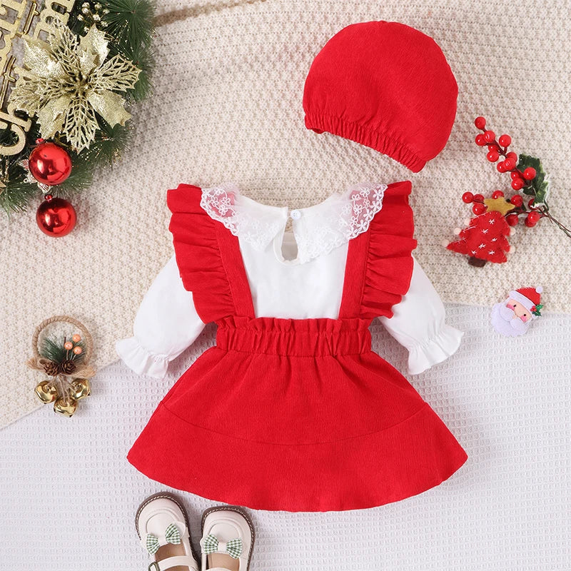 ma&baby 0-24M Christmas Newborn Infant Baby Girls Clothes Sets Xmas Costumes Outfit Long Sleeve Tops Plaid Skirt Hat D05