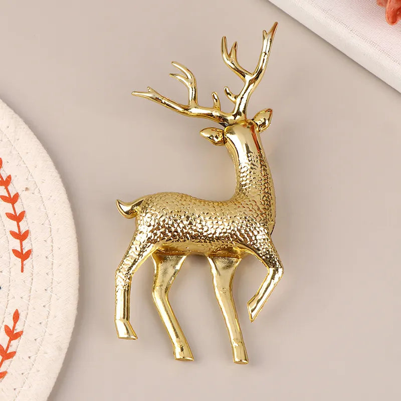 Retro Plastics Christmas Elk Miniature Figurine Festival Accessories Mini Reindeer Statue Desktop Shop Display Modern Decors