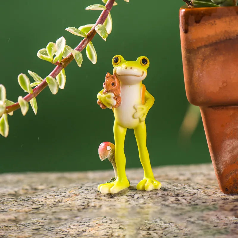 Animal Frog Fairy Simulation Mini Resin Ornament Garden Decoration Miniature Figurines Home Micro Landscape Terrarium Craft Gift