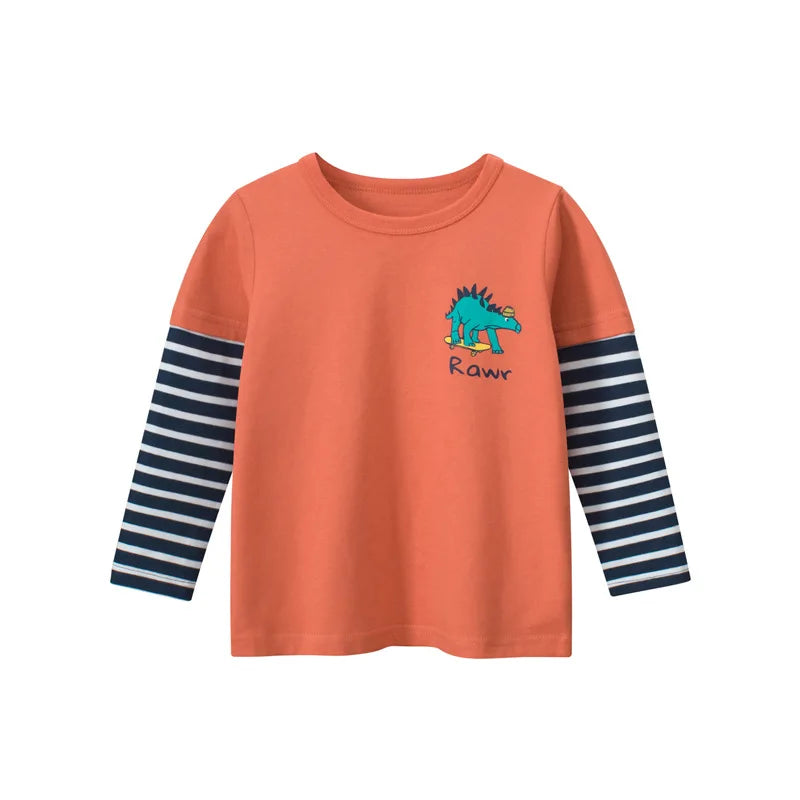 2023 Children's Clothing Autumn New Boys' T-shirt Wholesale Cartoon Dinosaur Kids Tops Tees Long Sleeve Bottoming Shirt for Boy