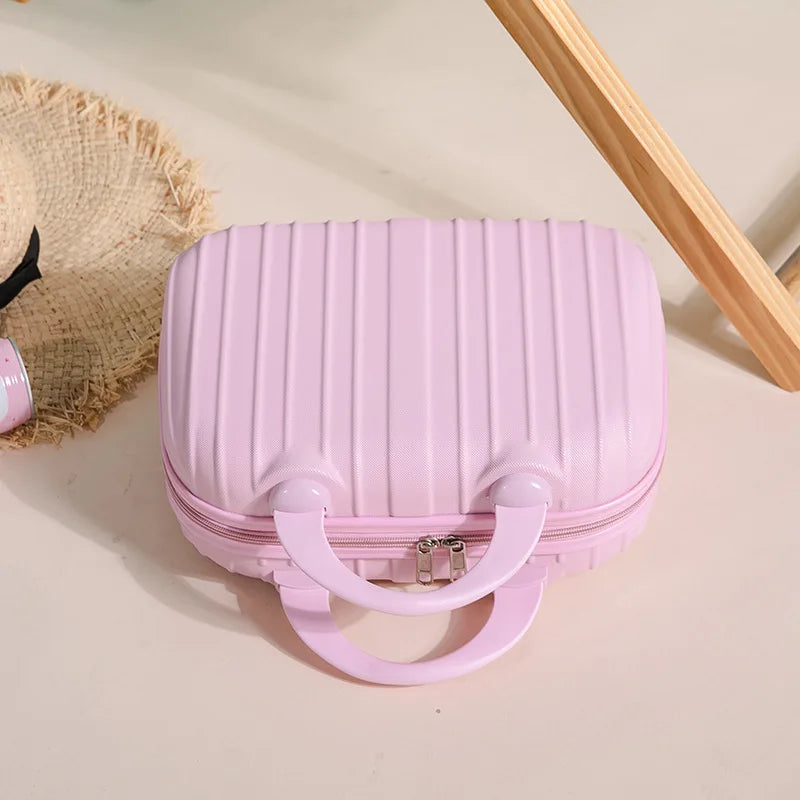 14 Inch Travel Hand Suitcase Women Portable Cosmetic Case High Quality Gift Box Zipper Storage Bag Small Child Student Luggage