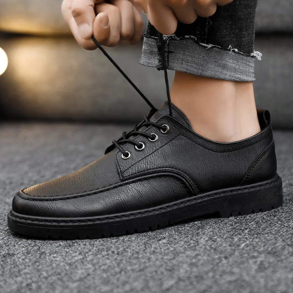 Men Leather Shoes Business Dress Shoes All-Match Casual Shoes Shock-Absorbing Footwear Wear-Resistant