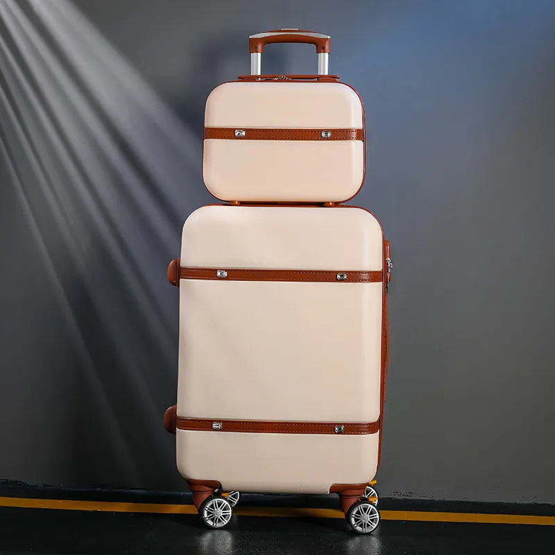 Travel Belt Korean Retro Women Rolling Luggage Sets Spinner ABS Students Travel Bags 20 inch Cabin password Suitcase on Wheels