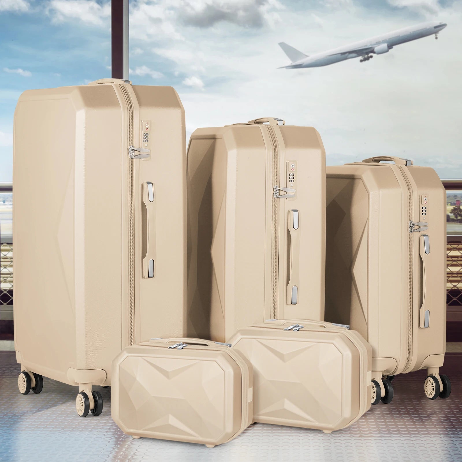 Luggage Set 5 Pieces Cosmetic Suitcase Travel Suitcase Suit Portable Boarding Luggage with 360 Degree Sipnner Wheels