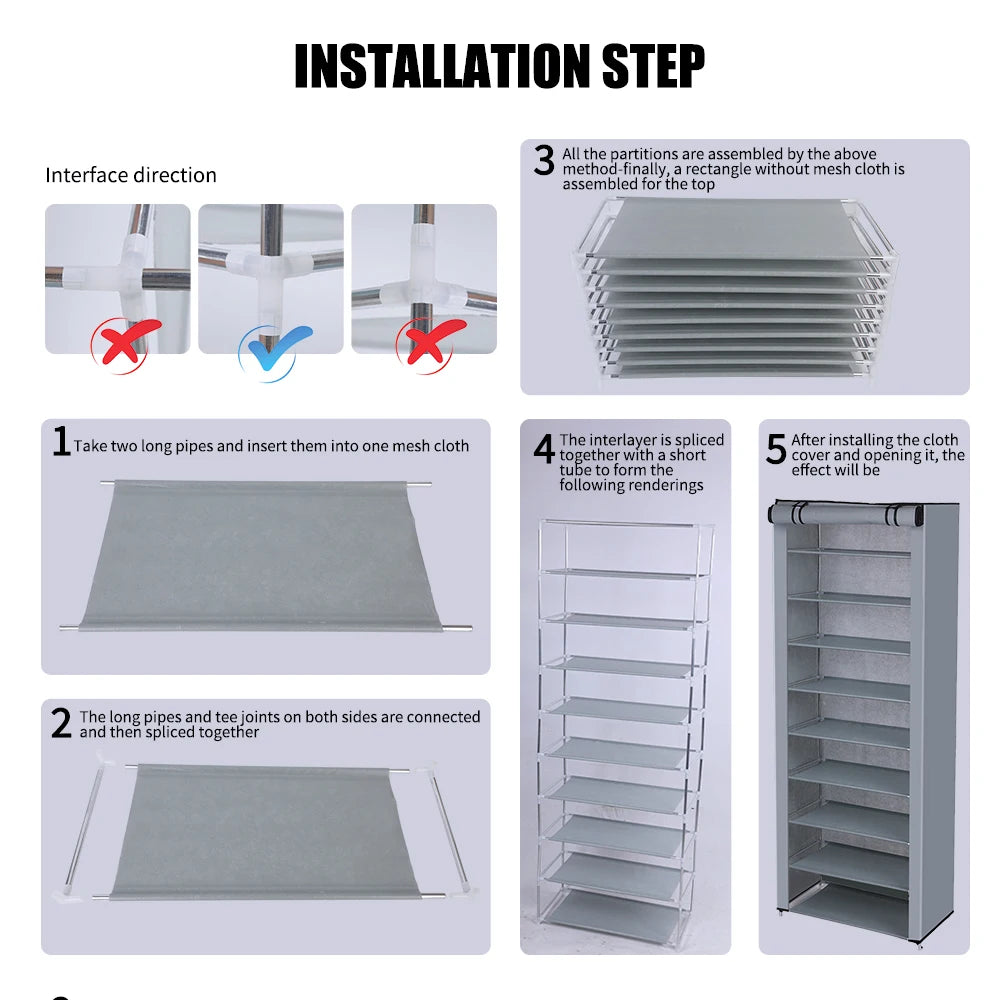 Multilayer Shoe Rack Organizer Nonwoven Fabric Hallway Entryway Stand Holder Space Saving Cabinet Home Furniture Dustproof Shelf