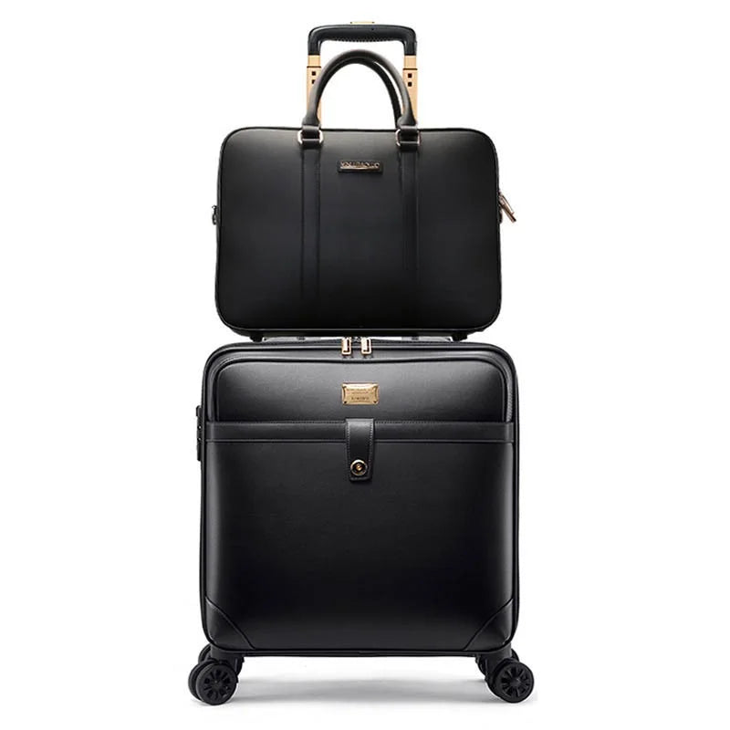 Men Business PU Leather Rolling Luggage Sets Spinner 28 Inch Women High Capacity Suitcase Wheels 20 Inch Cabin Trolley Luggage