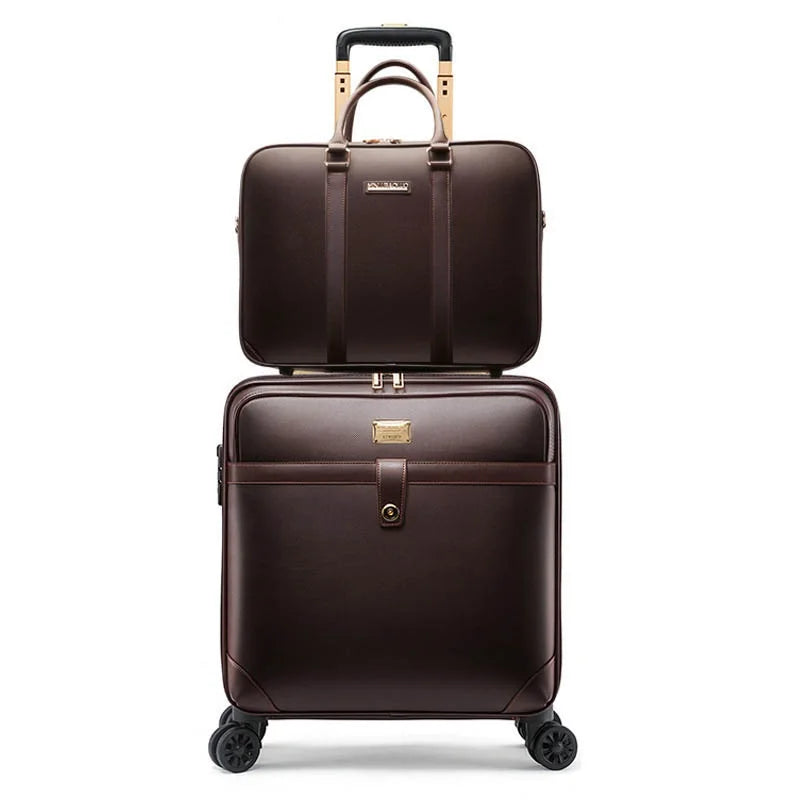 Men Business PU Leather Rolling Luggage Sets Spinner 28 Inch Women High Capacity Suitcase Wheels 20 Inch Cabin Trolley Luggage